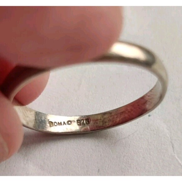 925 STERLING SILVER BOMA BLUE CRYSTAL Stacking RING SIZE 8 FINE SIGNED - Picture 6 of 6